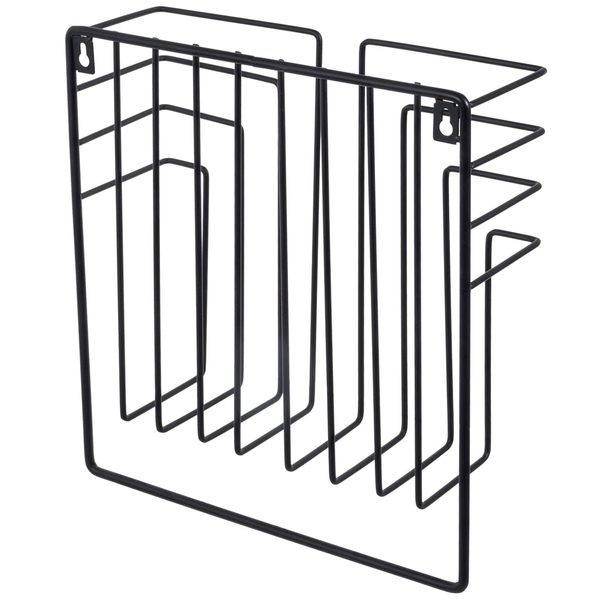 MyGift 11 Inch Modern Art Deco Black Metal Wire Floating Magazine Rack and File Folder Holder, Wall