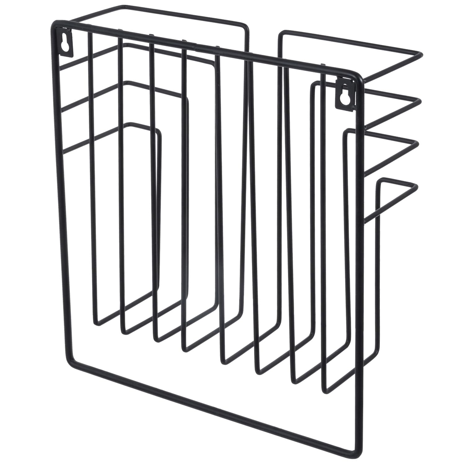 MyGift 11 Inch Modern Art Deco Black Metal Wire Floating Magazine Rack and File Folder Holder, Wall