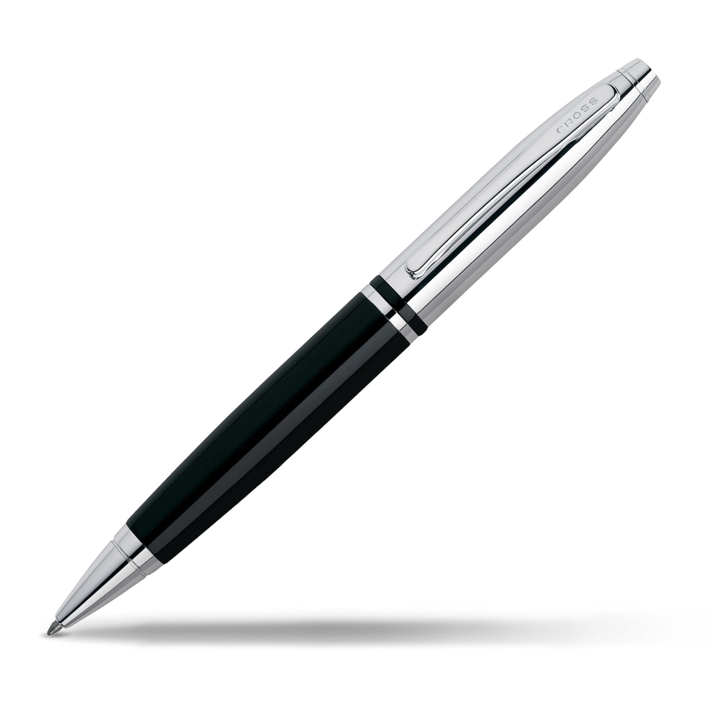 Cross Calais Ballpoint Pen, Chrome & Black Lacquer, Medium Point, Black Ink
