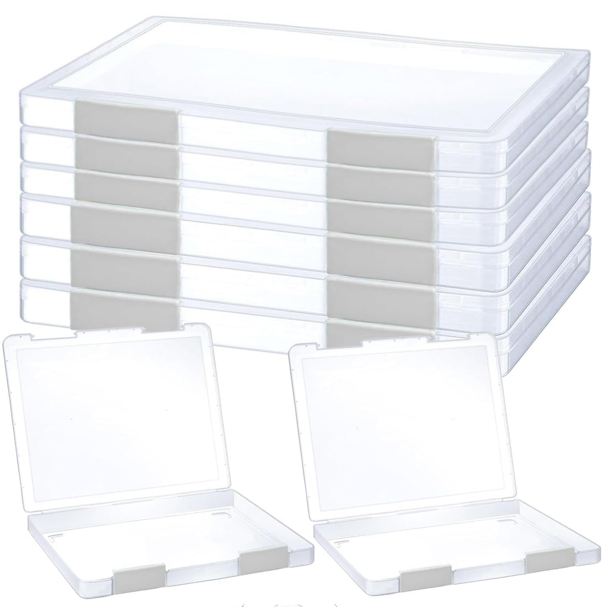 LonlyEagle 6 Pcs Clear A4 File Portable Project Case, Plastic Storage Box for 8.5" x 11" Letter