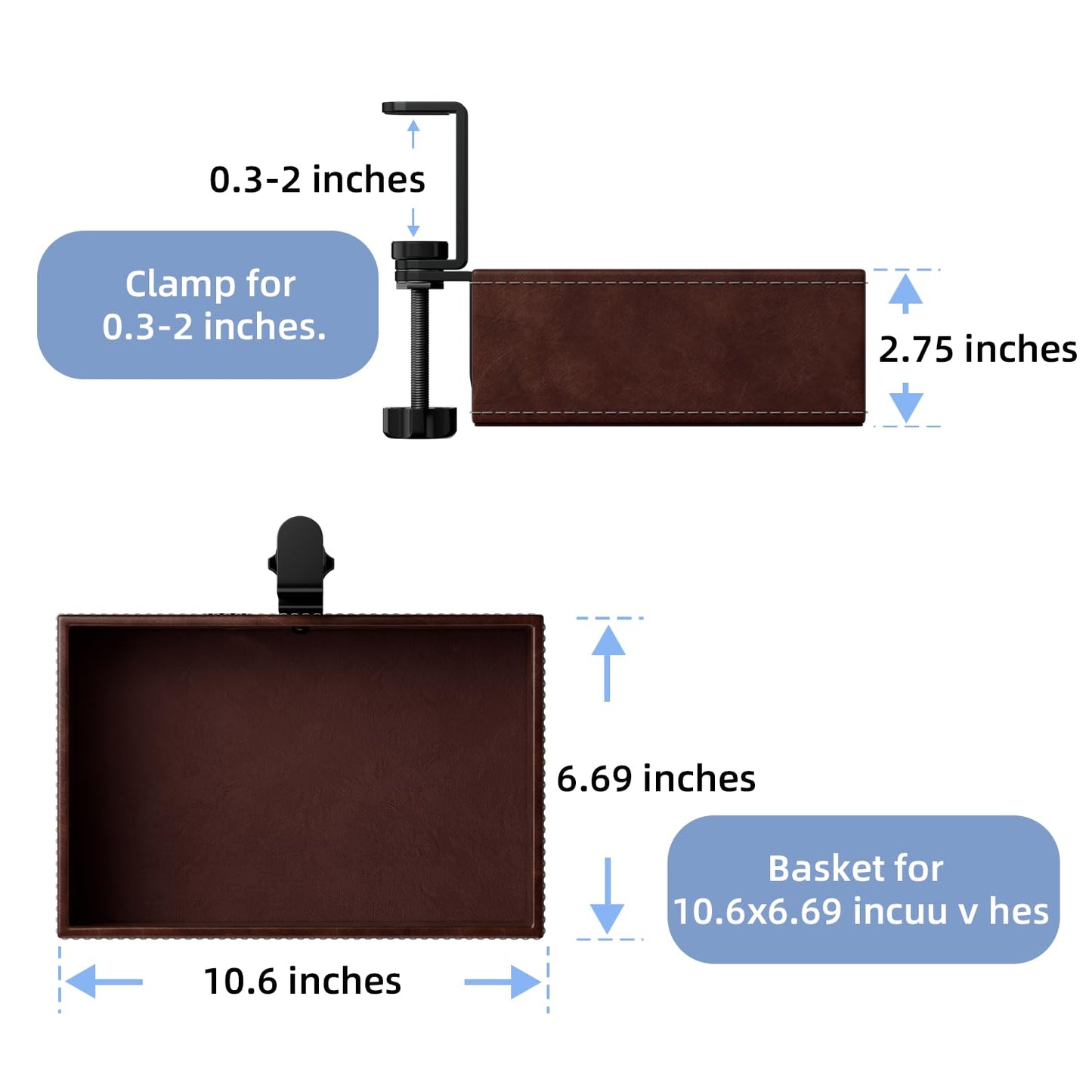 Under Desk Drawer, Clamp on Desk Organizer Hanging Desk Storage PU Leather