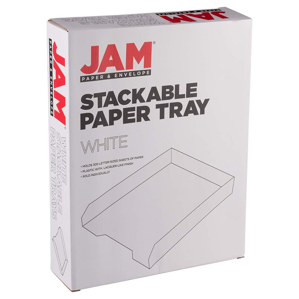 JAM PAPER Stackable Paper Trays - White - Desktop Document, Letter, & File Organizer Tray - Sold