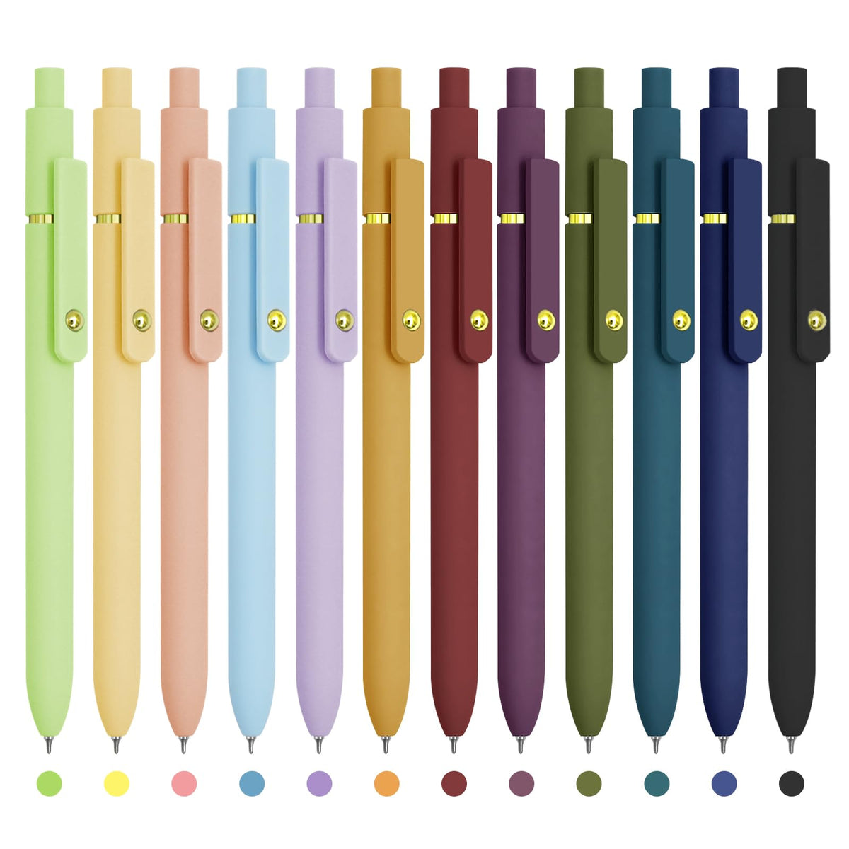 UIXJODO Colored Pens, 12 Pcs Colorful Pens Fine Point Smooth Writing Pen, 0.5mm Colored Ink Gel Pen