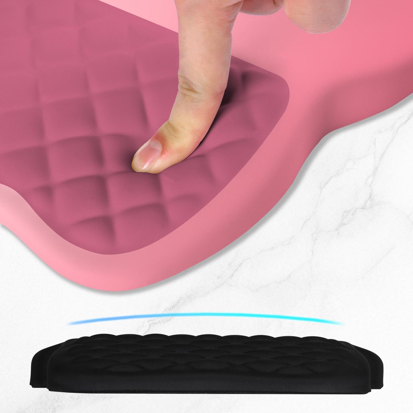 ITNRSIIET Ergonomic Mouse Pad Wrist Support with Memory Foam Massage Bulge & Non-Slip PU Base