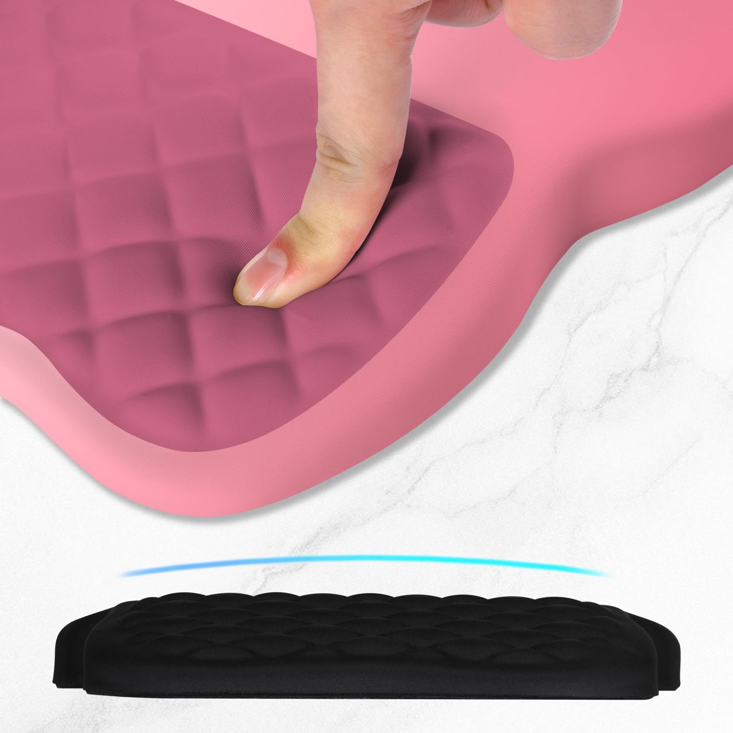 ITNRSIIET Ergonomic Mouse Pad Wrist Support with Memory Foam Massage Bulge & Non-Slip PU Base