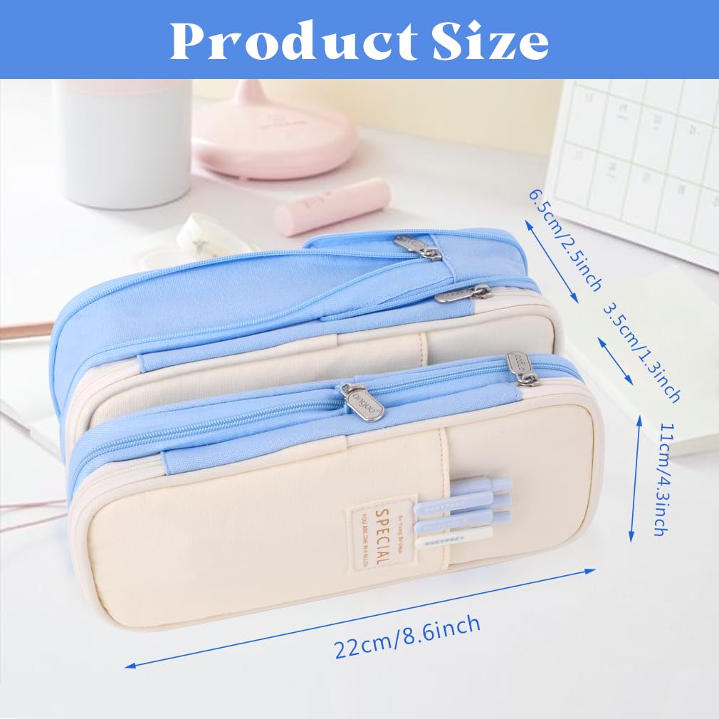 iSuperb Foldable Pencil Case Zipper Big Capacity Aesthetic Canvas Pencil Pouch Compartments