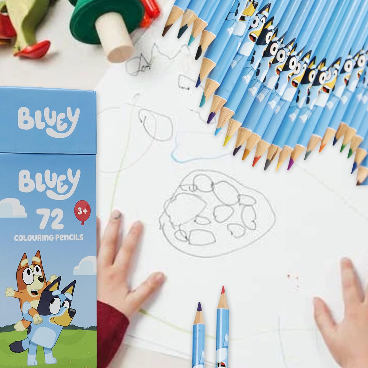 Bluey Colouring Pencils for Kids - 72 Pencils Colouring Box Colouring Set for Children Aged 3+