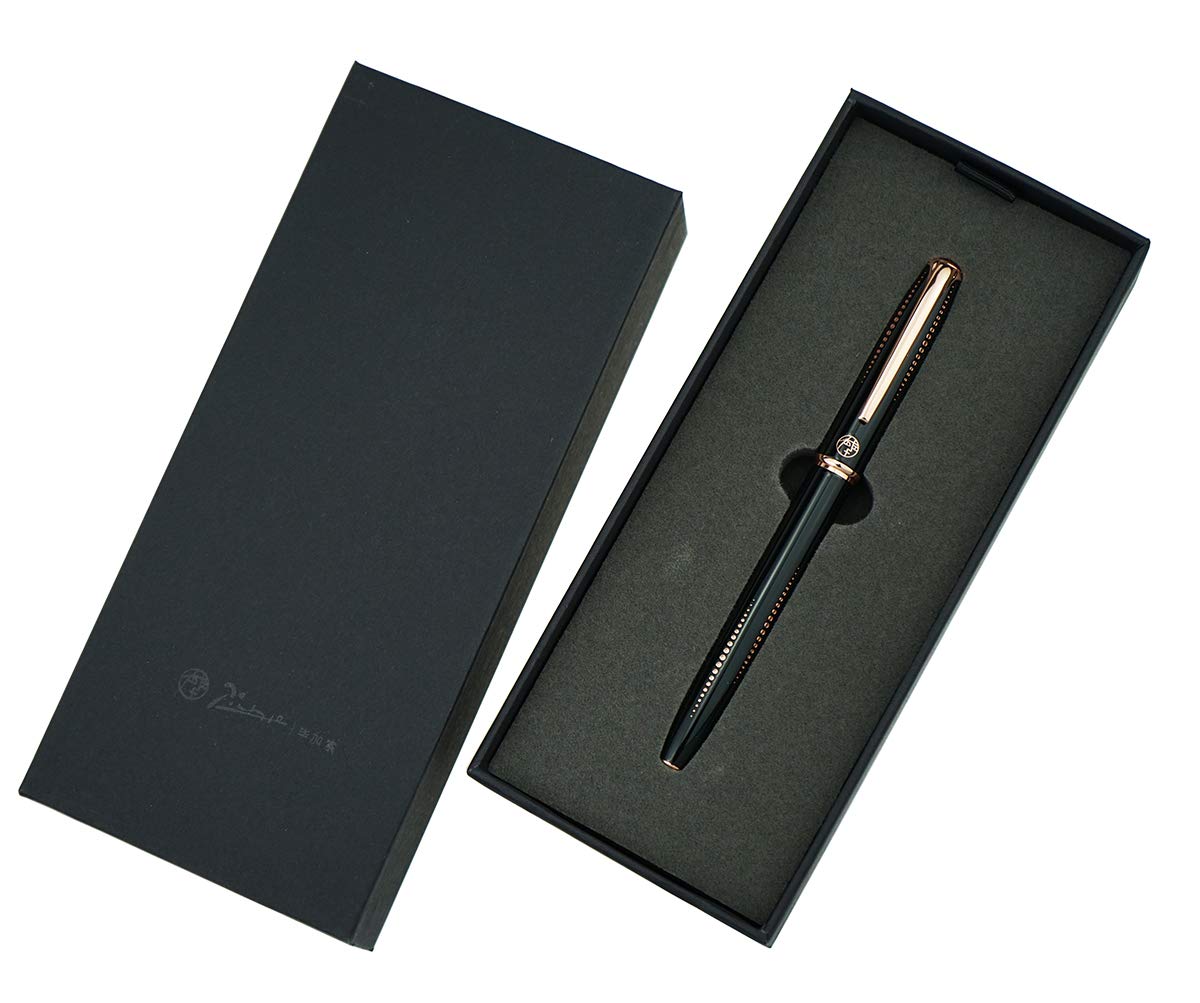 Picasso 916 Black Metal Fountain Pen with Box Iridium Medium Nib Starlit Night Beautiful Golden