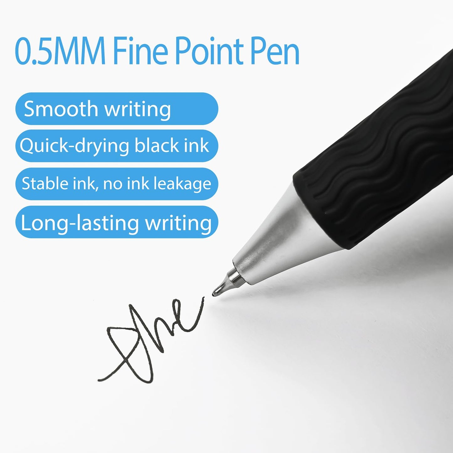 HZDIYAKE Black Gel Pens, 50 Pack Black Pens Bulk 0.5mm Black ink Fine Tip Pen, Smooth Writing