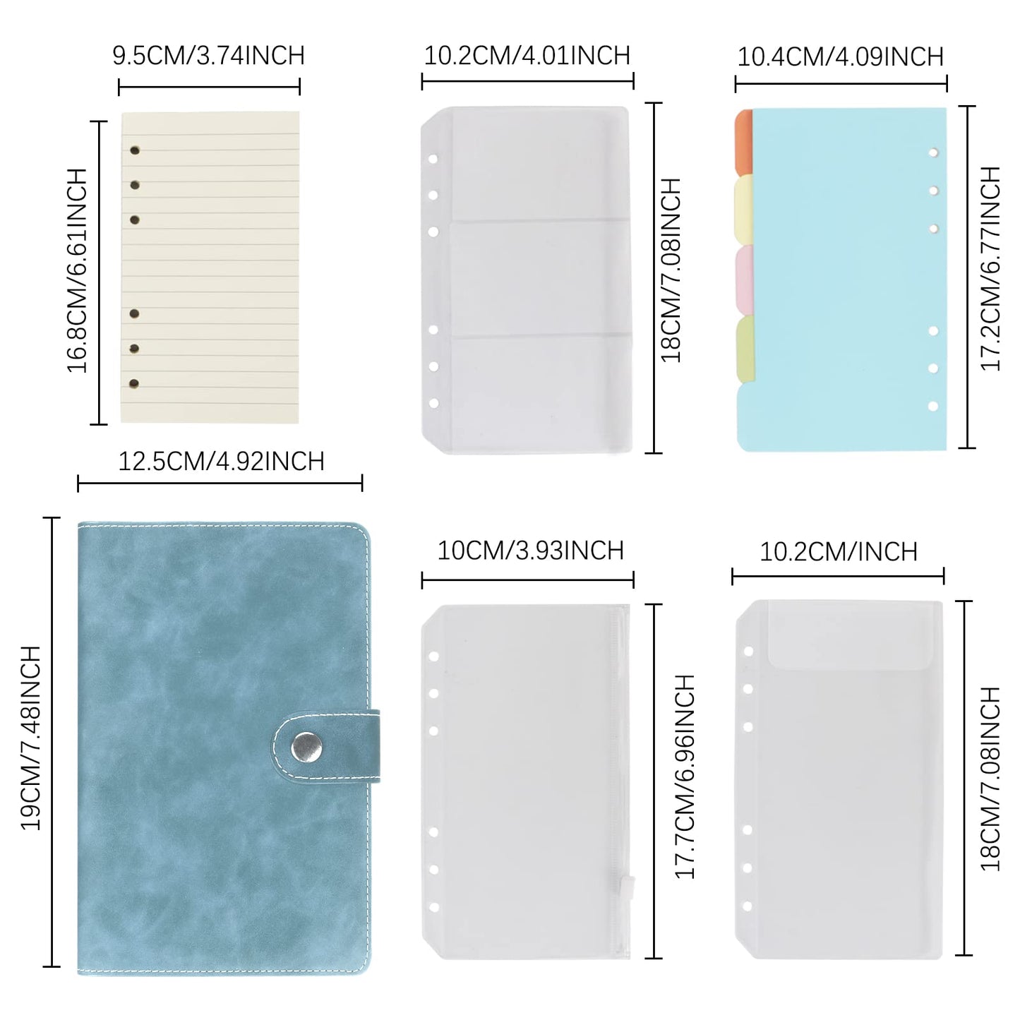 FYY A6 Binder Refillable Planner Notebook 6 Ring, Blue