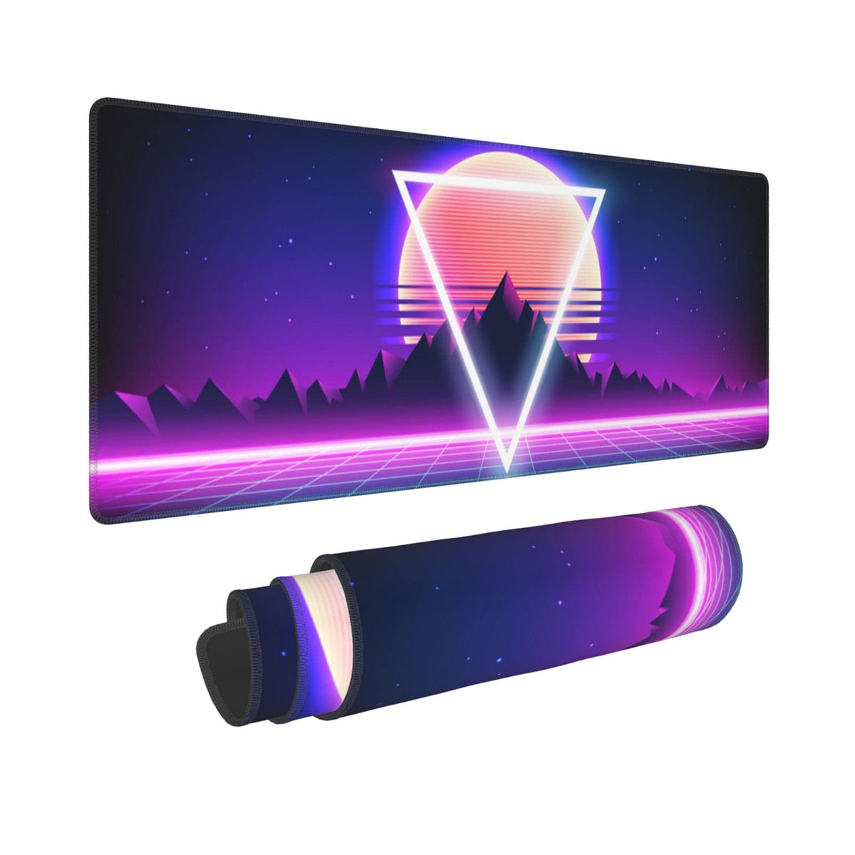 Retro Vaporwave Gaming Mouse Pad Cool Desk Mat Synthwave Neon Large XL Long Extended Pads Big
