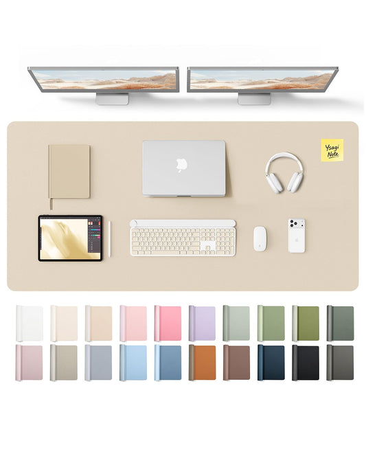 YSAGi Leather Desk Pad Protector, Office Desk Mat, Large Mouse Pad, Non-Slip PU Leather Desk