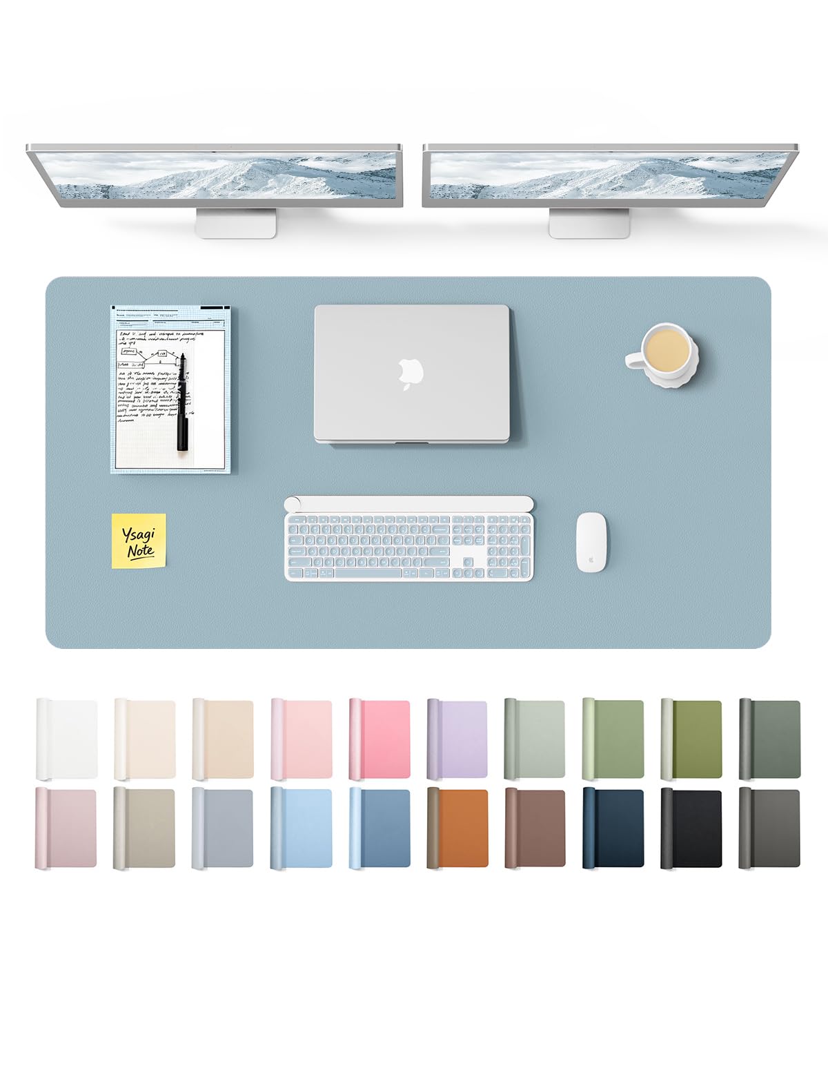 YSAGi Leather Desk Protector, Office Mat, Large Mouse Mat, Non-Slip PU Leather Blotter, Laptop Pad