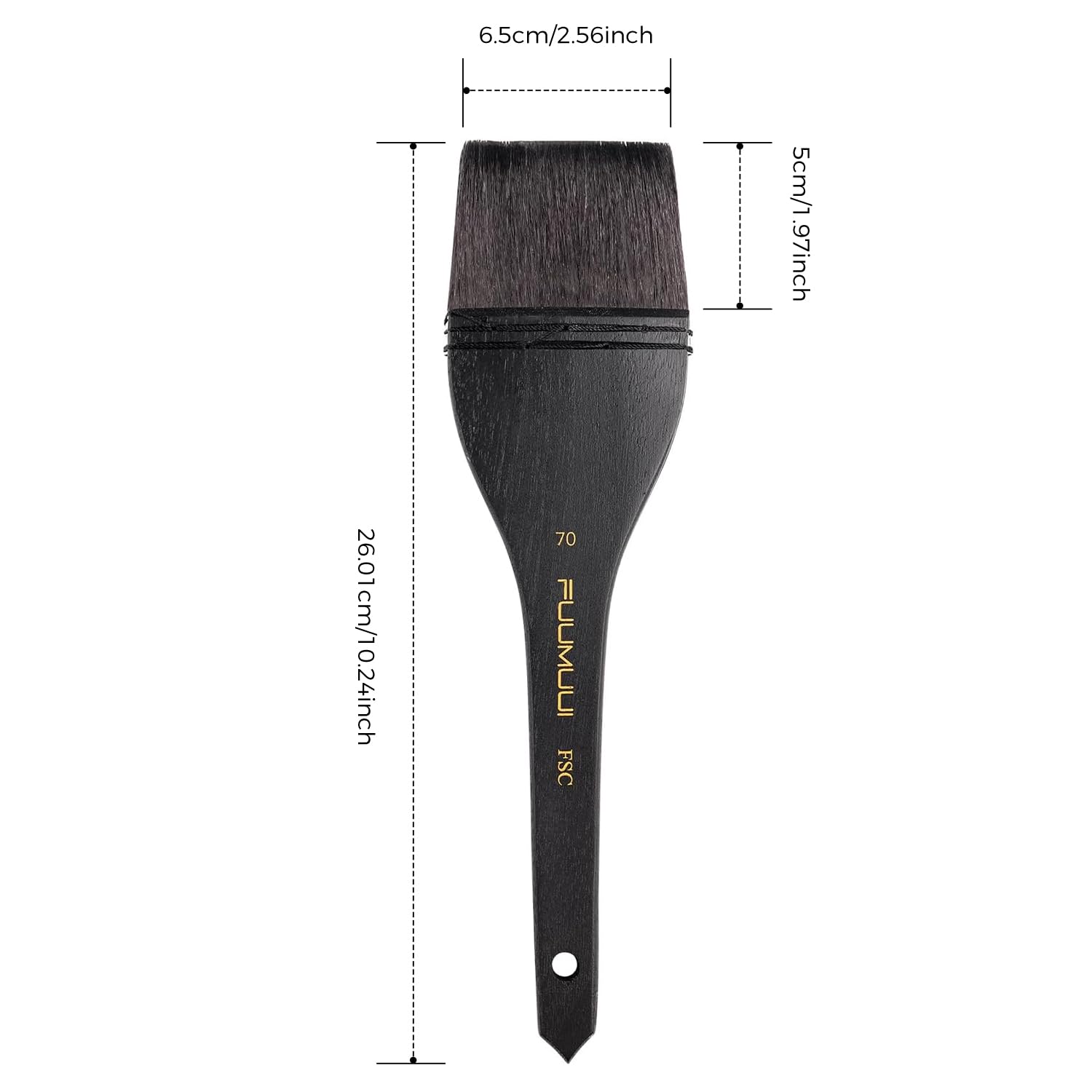Flat Watercolor Brushes, Fuumuui 70mm Professional Squirrel Hair Flat Hake Brushes, Artists Scale