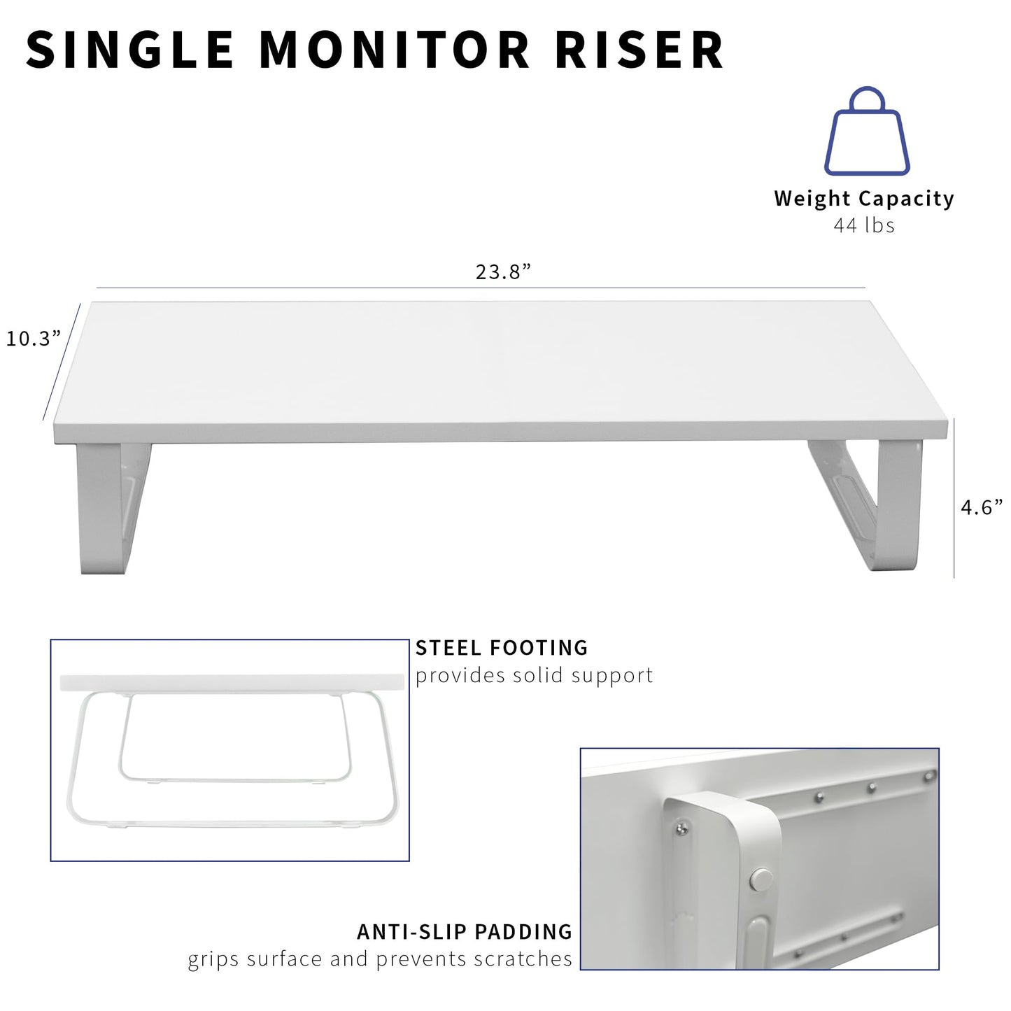 VIVO 24 inch Monitor Stand, Wood & Steel Desktop Riser, Screen, Keyboard, Laptop, Small TV