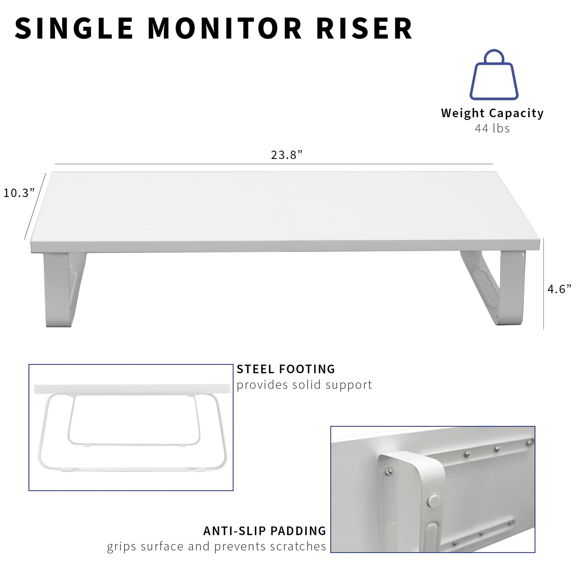 VIVO 24 inch Monitor Stand, Wood & Steel Desktop Riser, Screen, Keyboard, Laptop, Small TV