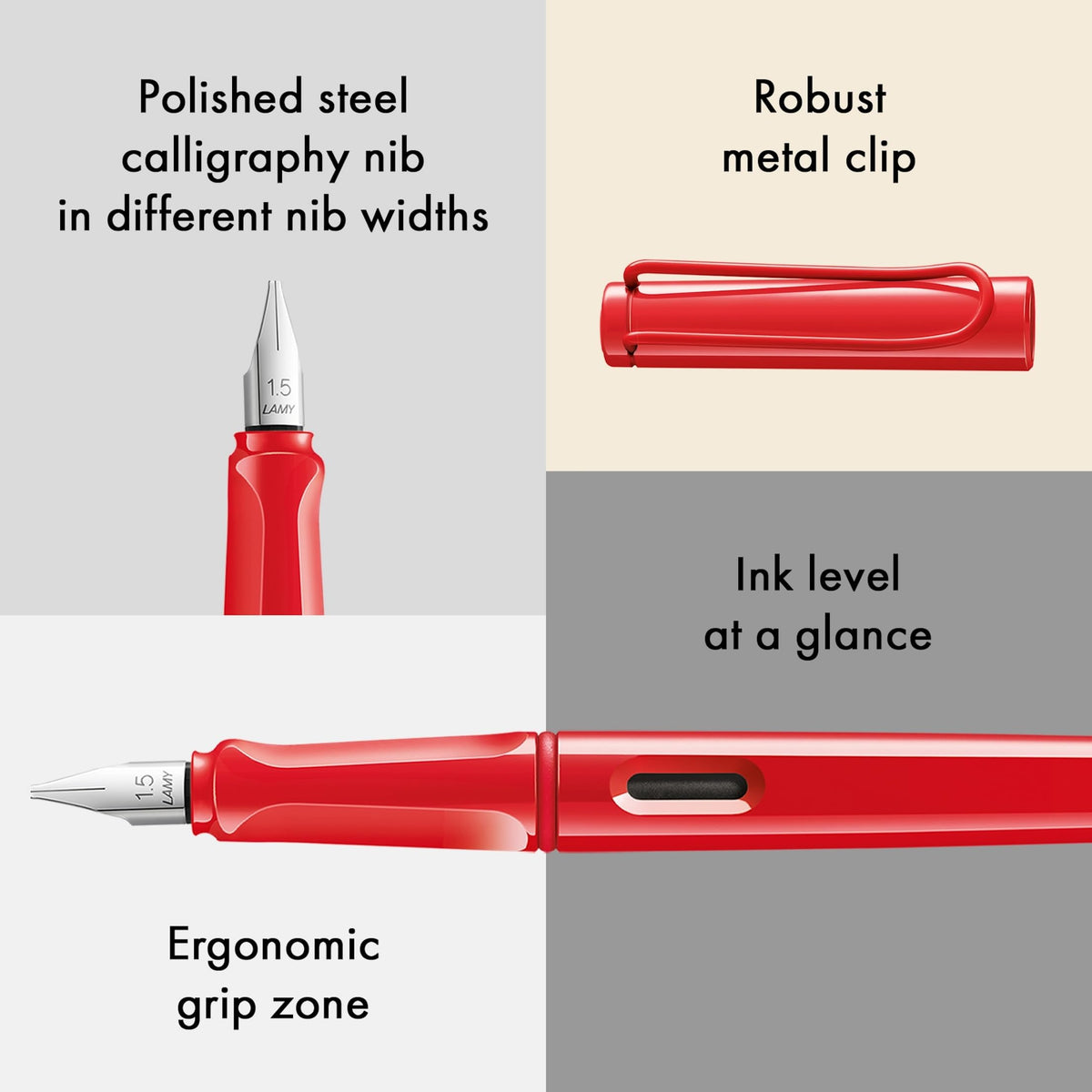 Lamy joy Calligraphy Pen 015 Made of Robust Plastic in Strawberry with Nib Tip 1.1 mm, Distinctive