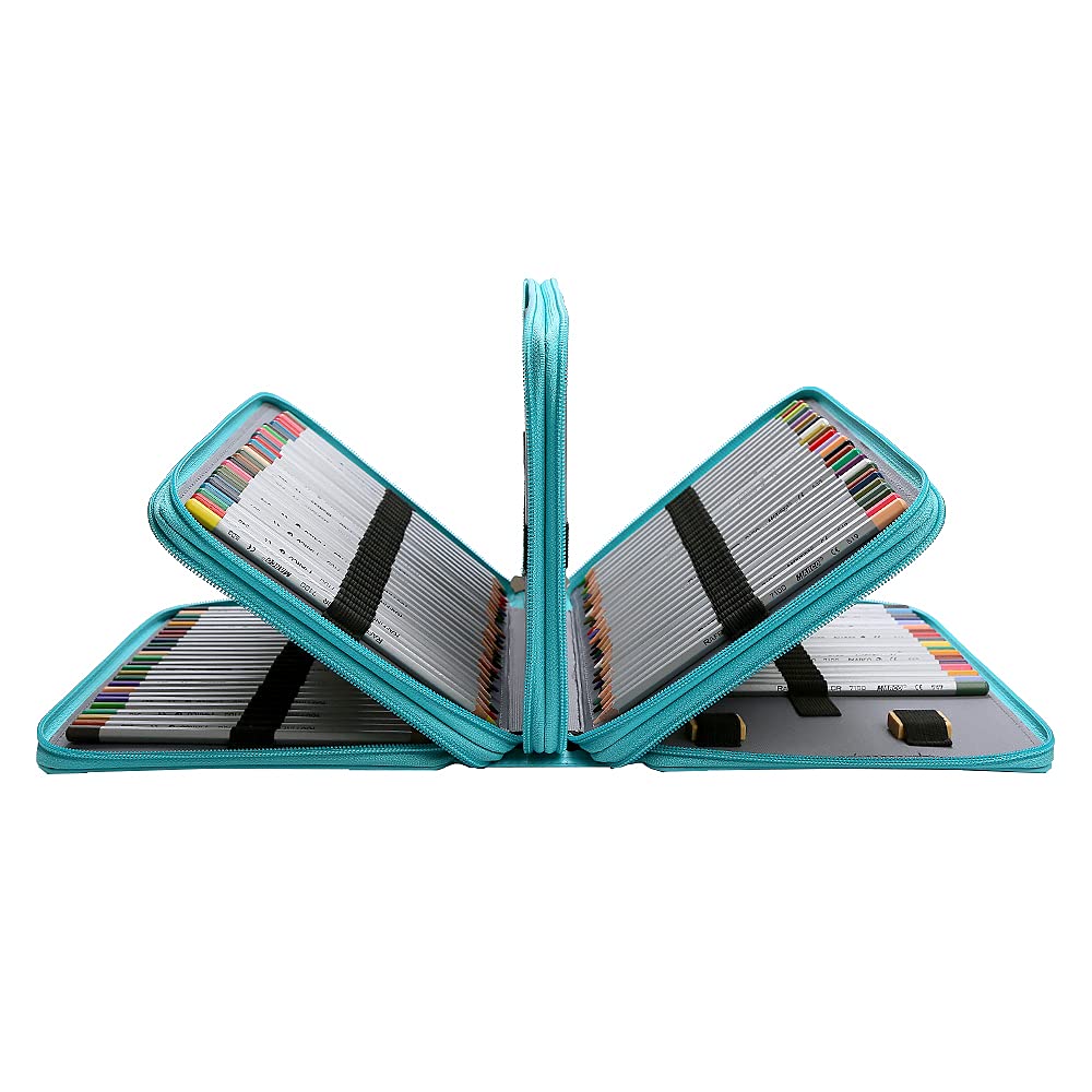 Lbxgap 200 Slots Pencil Case 4-Layer Zipped Holder w/Handle