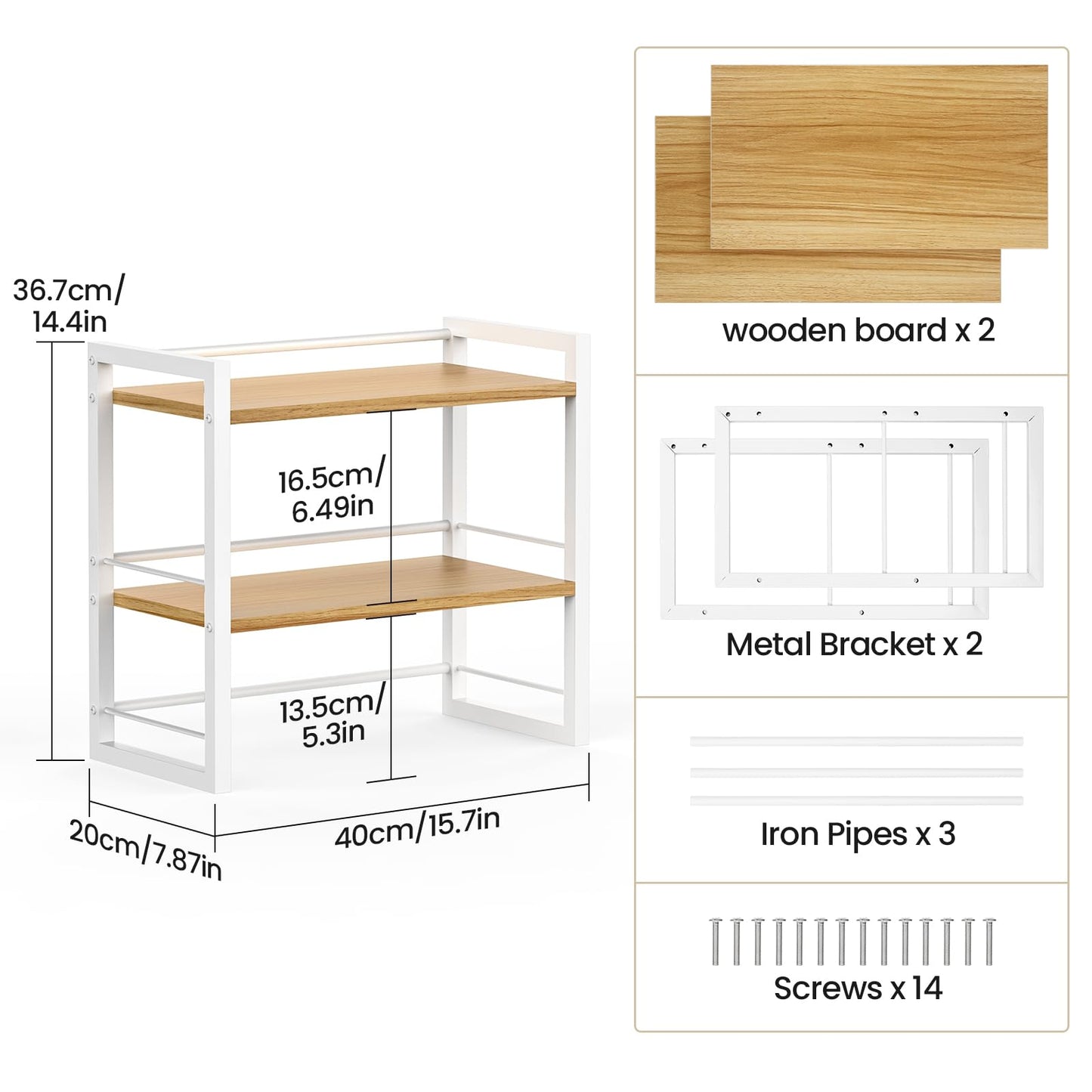 ART-GIFTREE Office Desk Shelf Organizer, Wood Desktop Bookshelf Supplies Storage Rack, Shelf for
