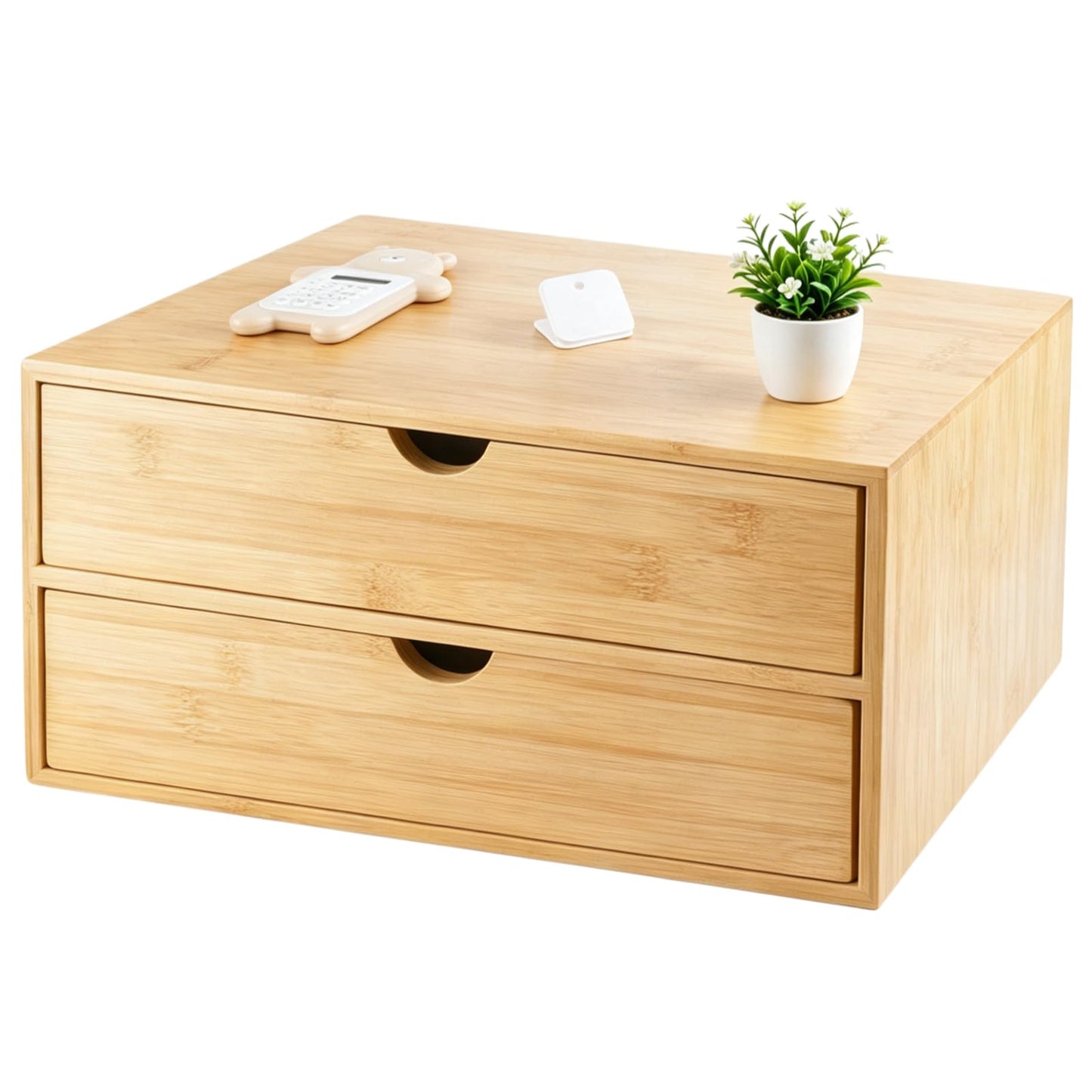 Charmewooden Bamboo Desk Organizer with Drawers, Countertop Organizer with Drawers Makeup Storage