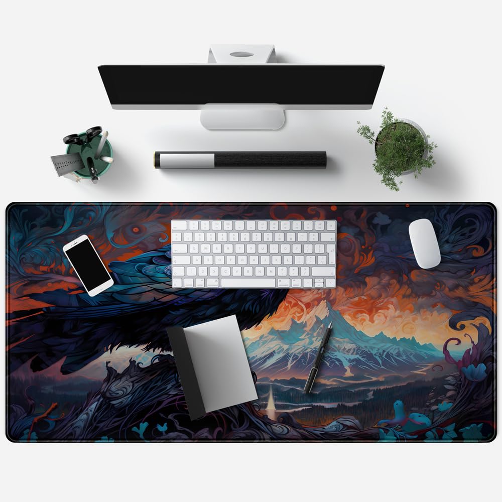 Magic Crow Desk Mat Gaming Misty Fores Mouse Pad Playmat, Large Gaming Mousepad Keyboard Desk