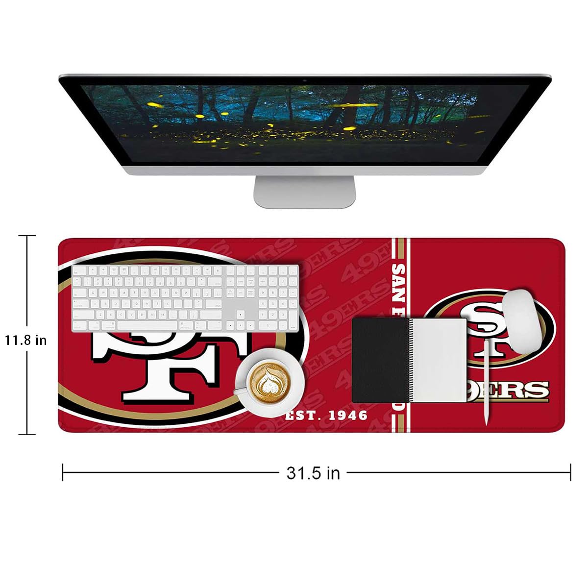 Mouse Pad Extended Large Gaming Desk Pad 31.5 x 11.8 Inch, XL Mousepad Topographic Mouse Pad with