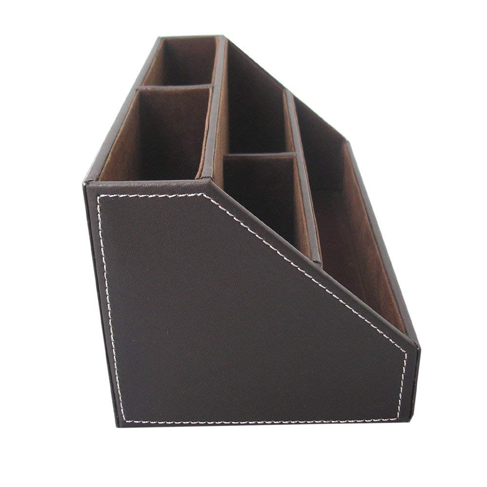 Bargain Crusader Brown PU Leather Remote Controller Holder TV Guide CD DVD Controller Organizer