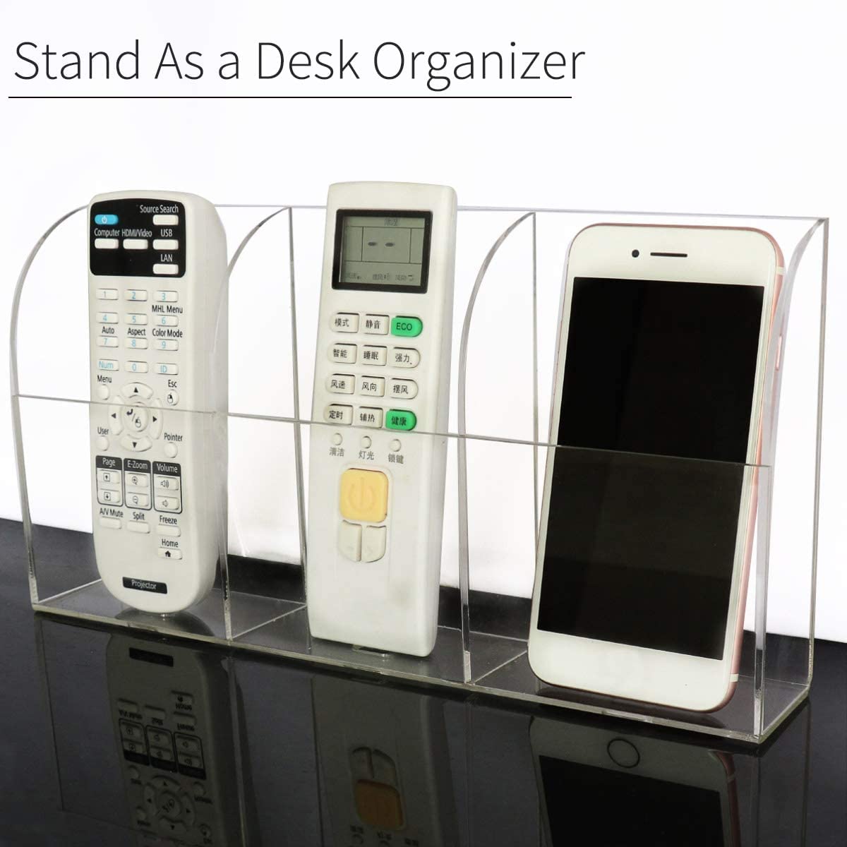 Pansyling Large Acrylic 3-Slot Wall Mounted Smart Phone Charging Holder Station Clear Hanging TV