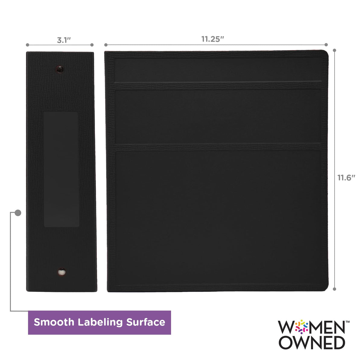 Carstens 3-Inch Heavy Duty 3-Ring Binder - Side Opening, Black, Durable Plastic, Precision No-Gap