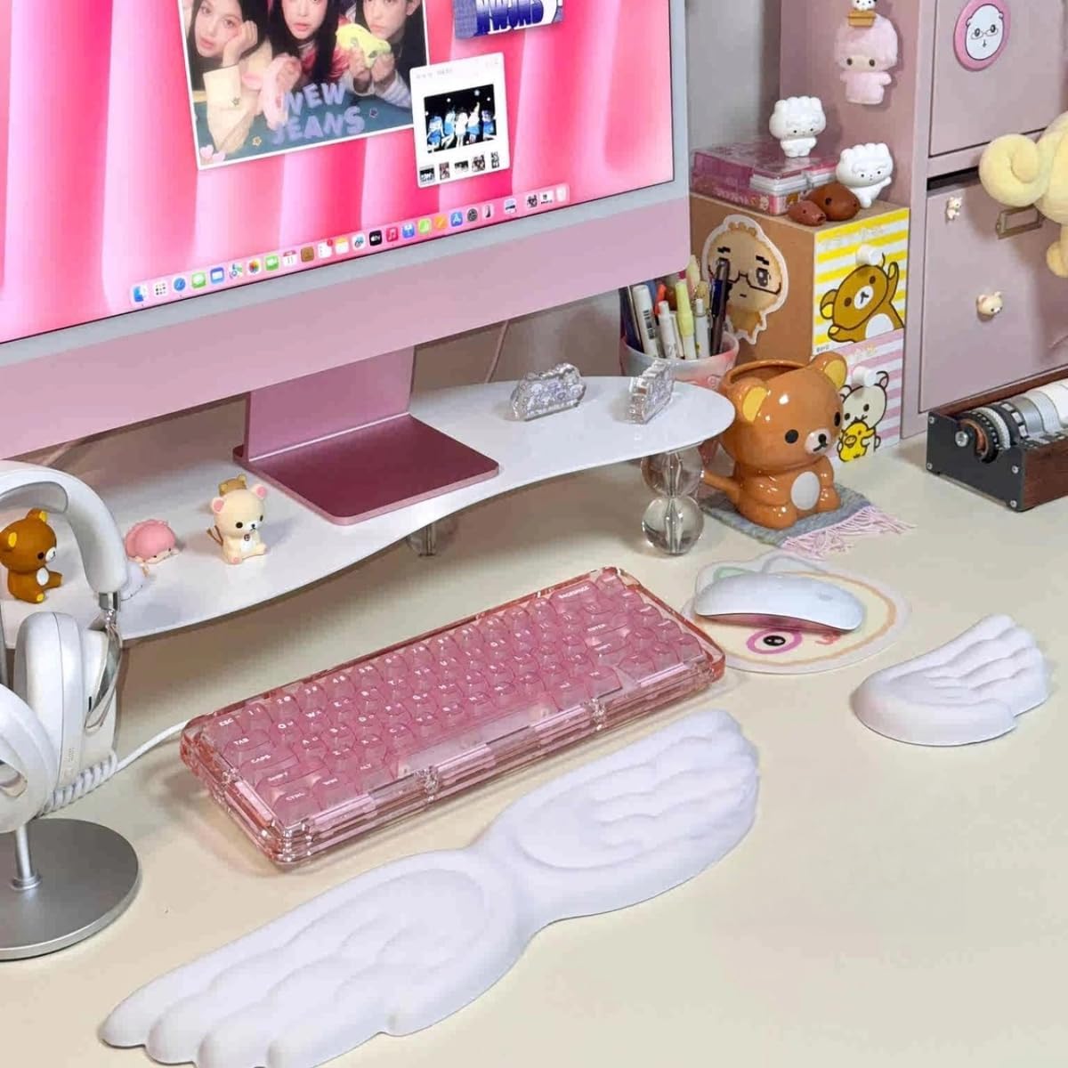 inbesk Angel Wing Wrist Rest Ergonomic Memory Foam Wrist Rest for Computer Keyboard Mouse Set, Cute