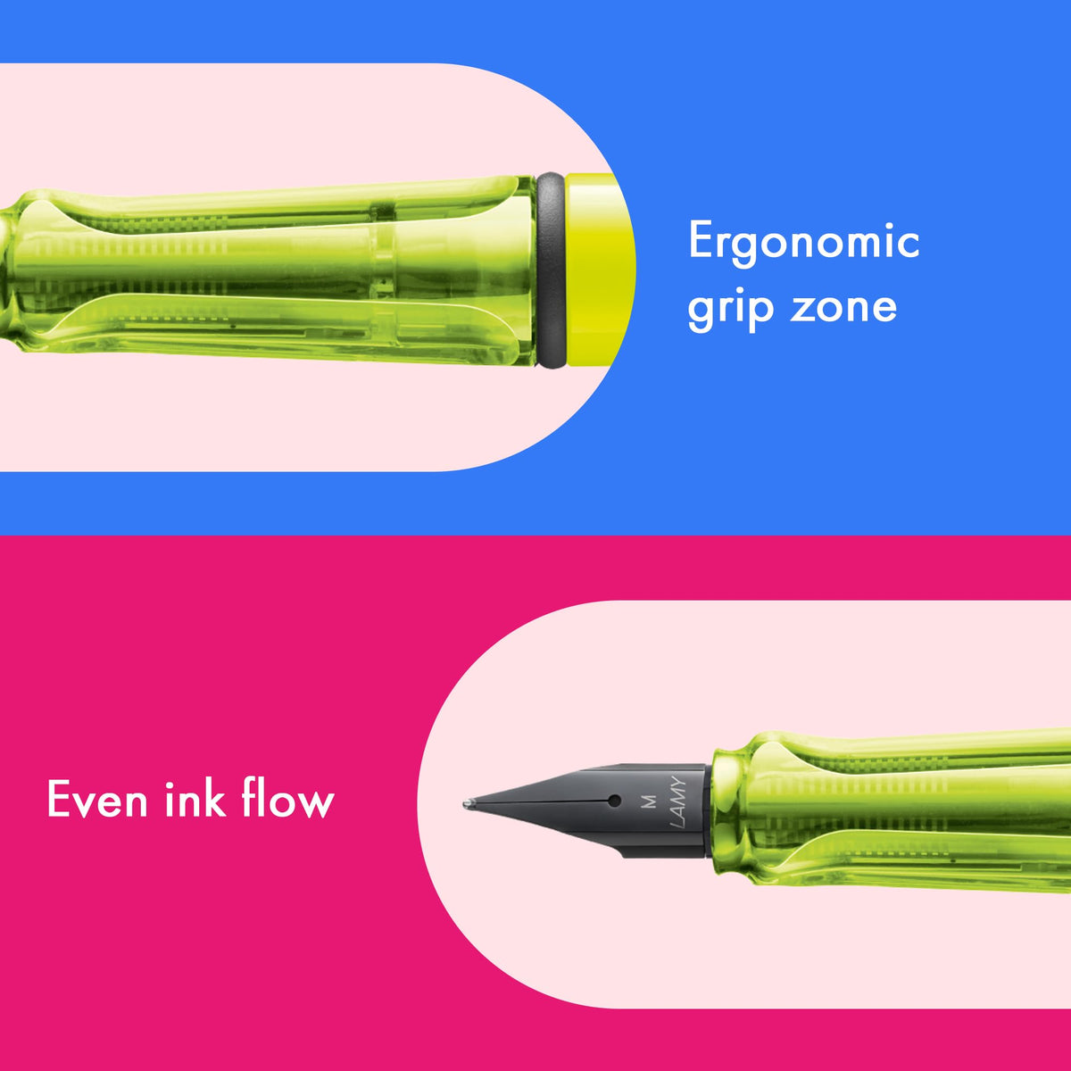 LAMY safari neonyellow - Fountain Pen with ergonomic grip & polished steel nib in size M - ideal