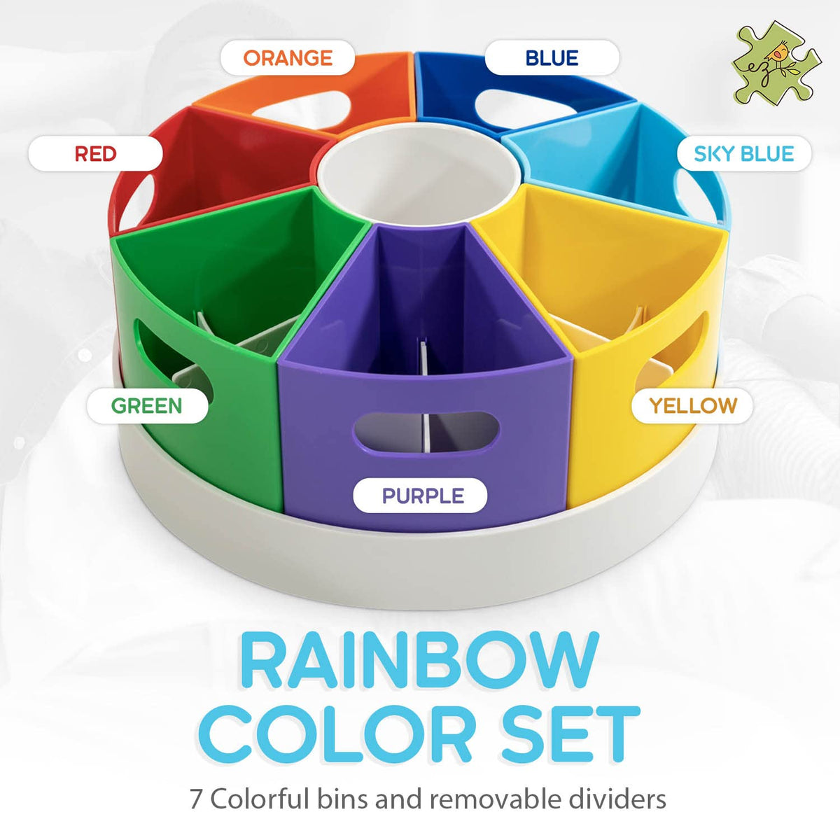 PUZZLE EZ Kids Art Supply Storage Organizer with Dividers – 8.6" Rotating Lazy Susan Caddy for