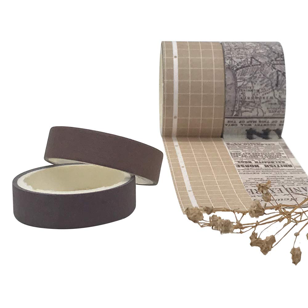 EnYan 10 Rolls Vintage Washi Tape Set, Japanese Masking Decorative Tapes for DIY Crafts and Arts