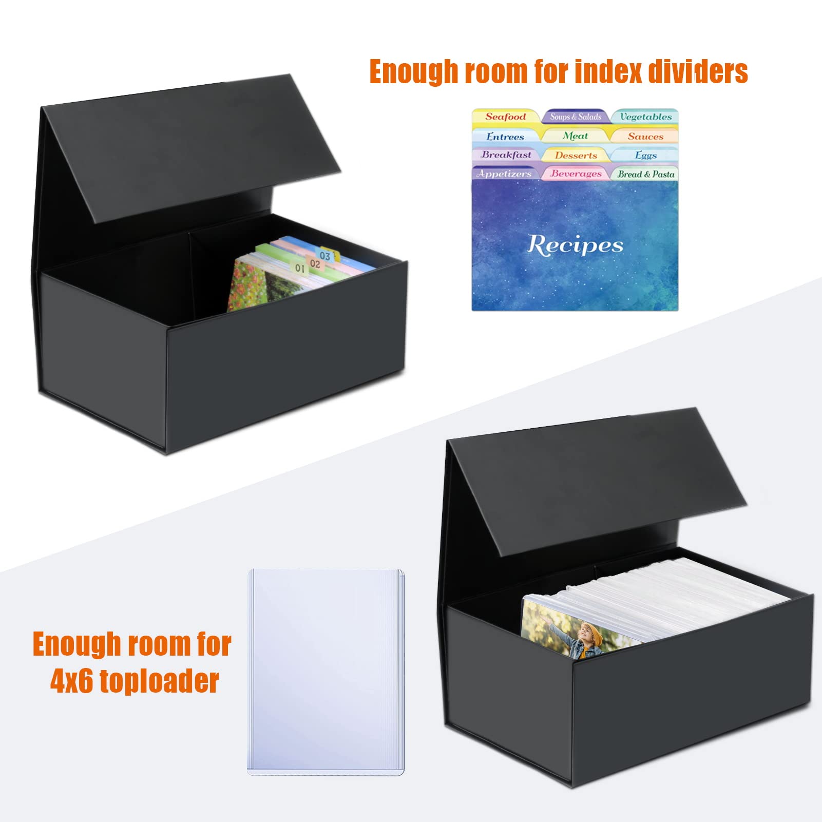 tutata 4X6 Index Card Holder, Index Card Storage Box 4 x 6 Inches, Fits 1200 Flash Cards - 2 Pack