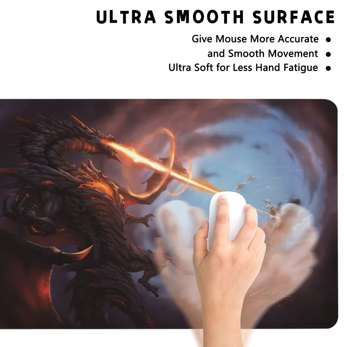 Extended Large Gaming Mouse Pad Cool Dragon Flame XXL Size Keyboard Mouse Mat Desk Pad with Non