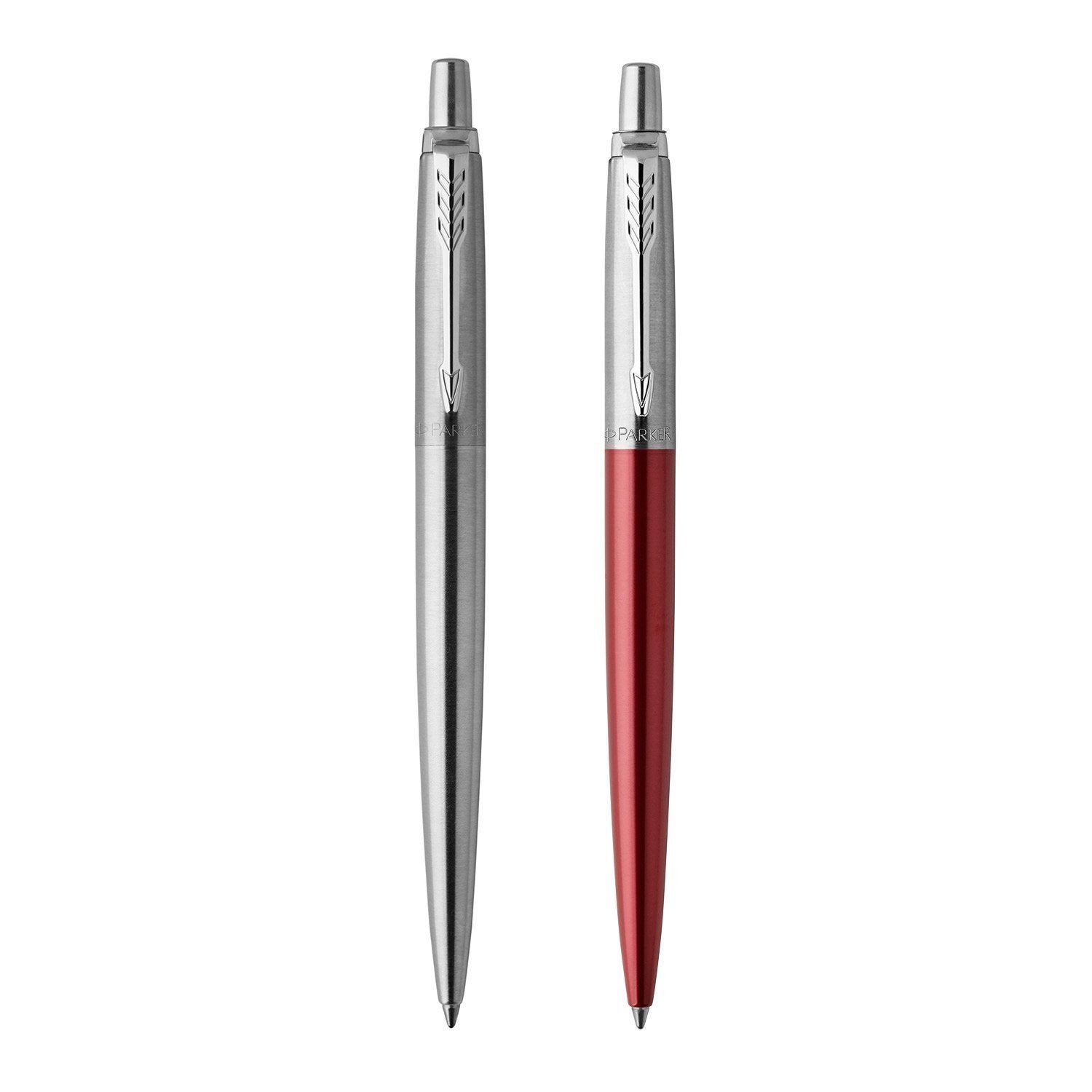 Parker Jotter London Duo Discover Pack: Stainless Steel Ballpoint Pen, Blue Ink & Red Kensington