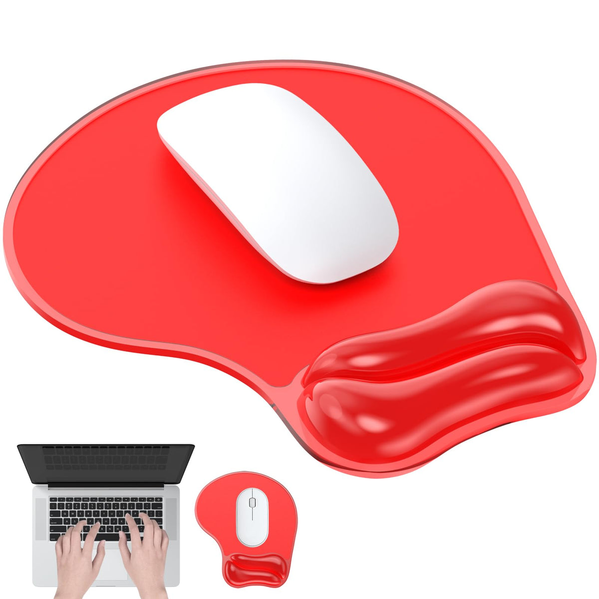 Laokiiy Gel Mouse Pad with Wrist Rest, Ergonomic for Laptop, Non-Slip Base