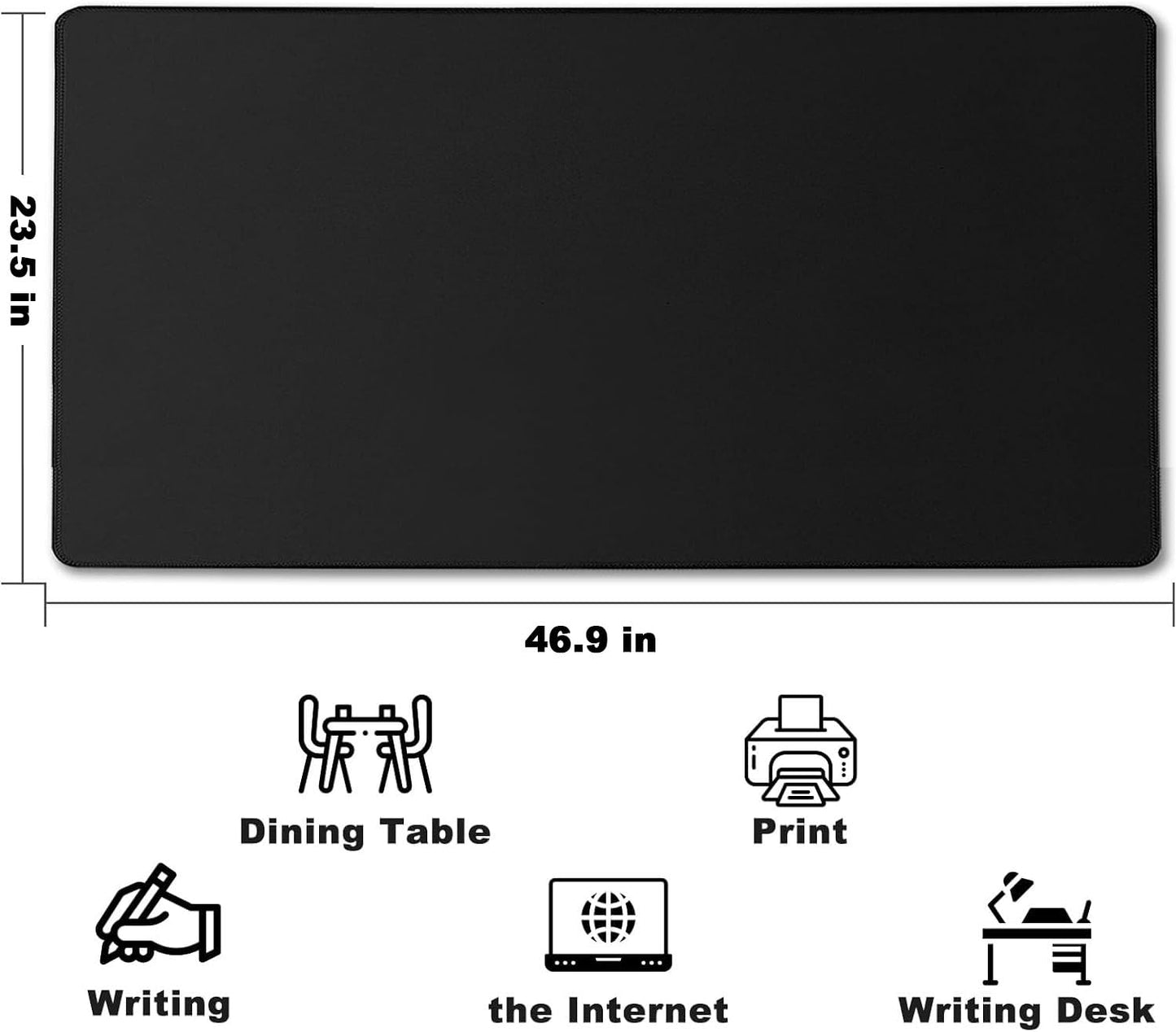 46.9" x 23.5" Waterproof Fabric Desk Pad, Black