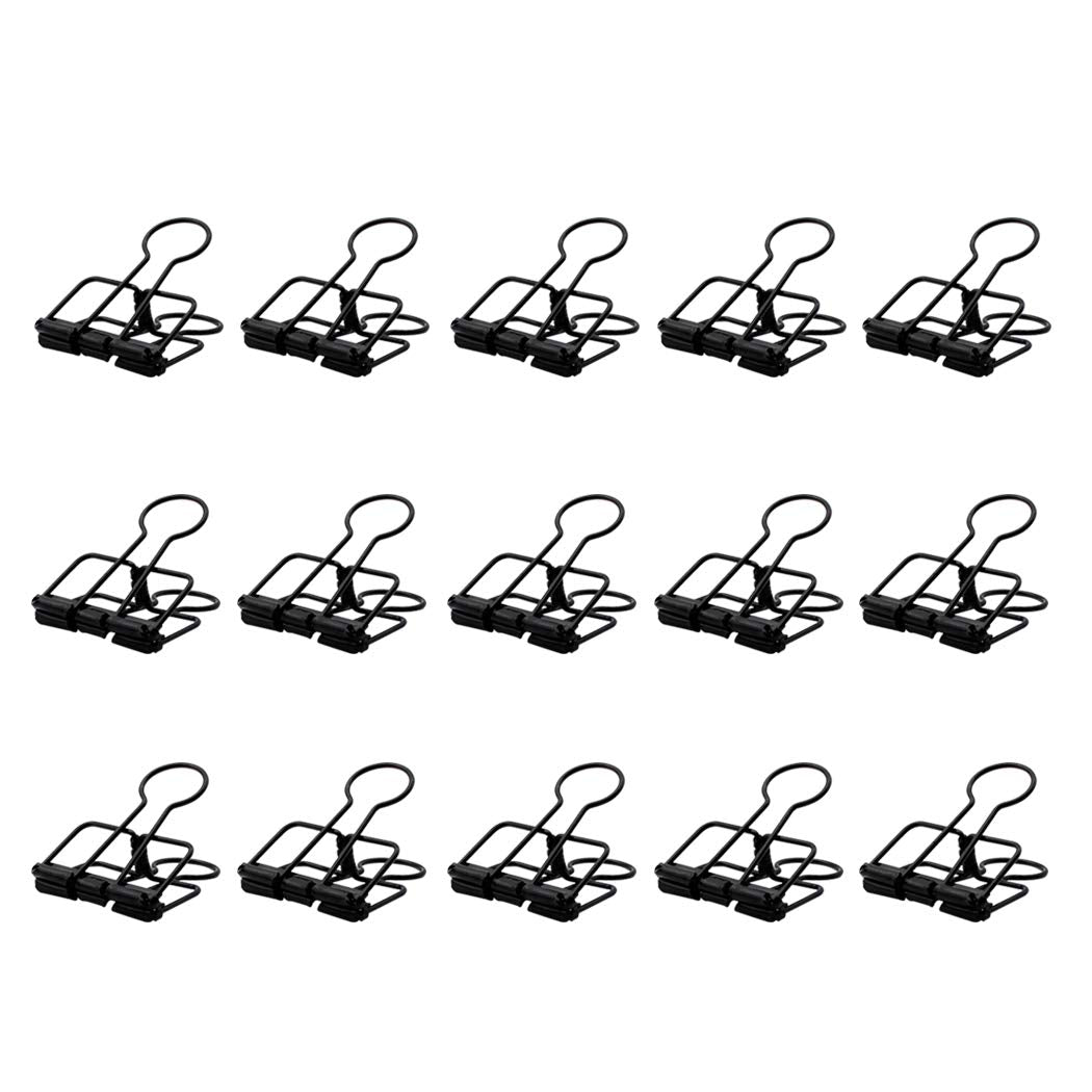 Zoohot 32mm Black Metal Wire Foldback Bulldog Clips, Stationery Skeleton Binder Clips for School