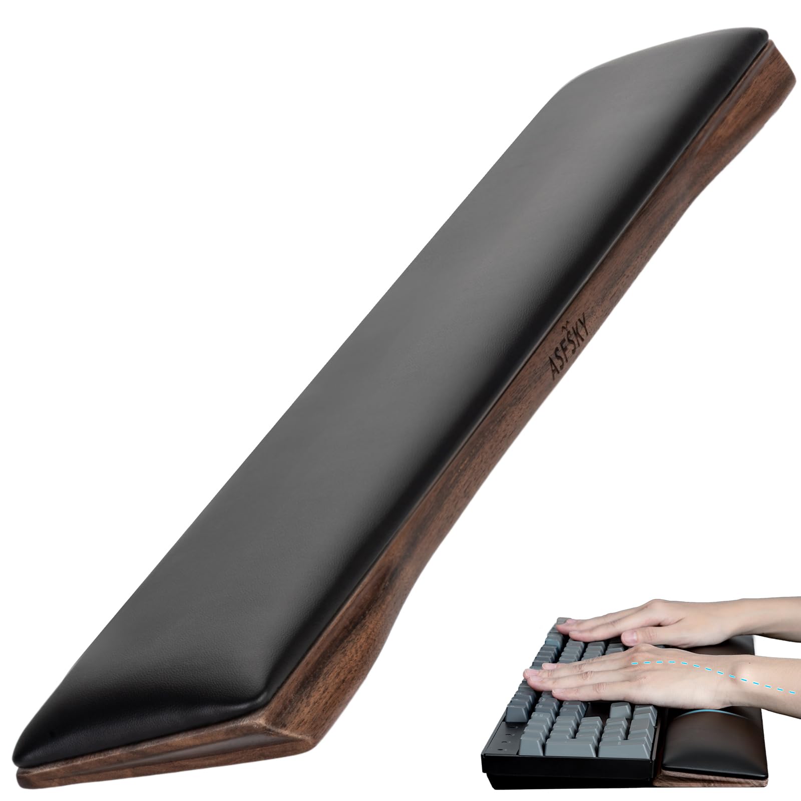 ASFSKY Keyboard Wrist Rest, Wooden Wrist Rest for Computer Keyboards