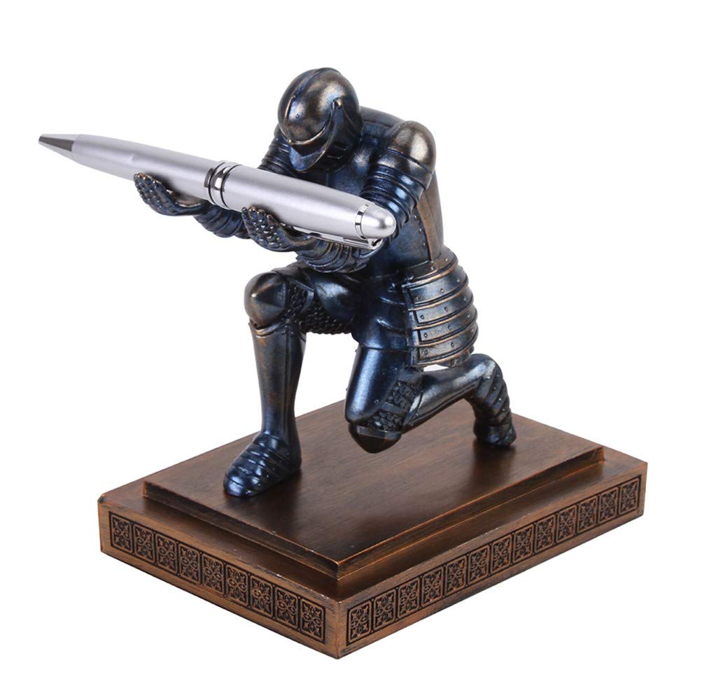 Amoysanli Knight Pen Holder Desk Organizers and Accessories as Gift Blue