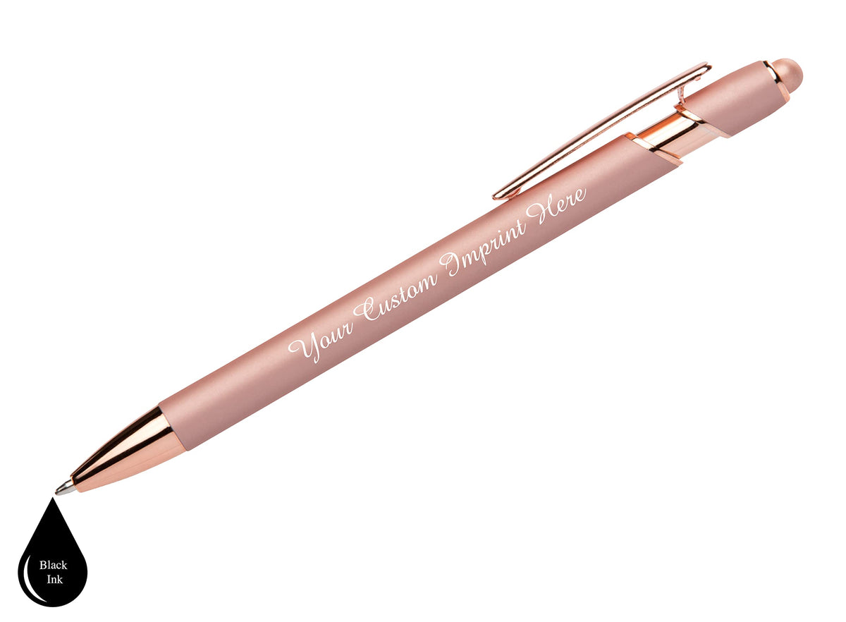 ExpressDesigns™ - Personalized Pens Gift Set - 2 Pack of Rose Gold Soft Touch Metal Pens w/gift box