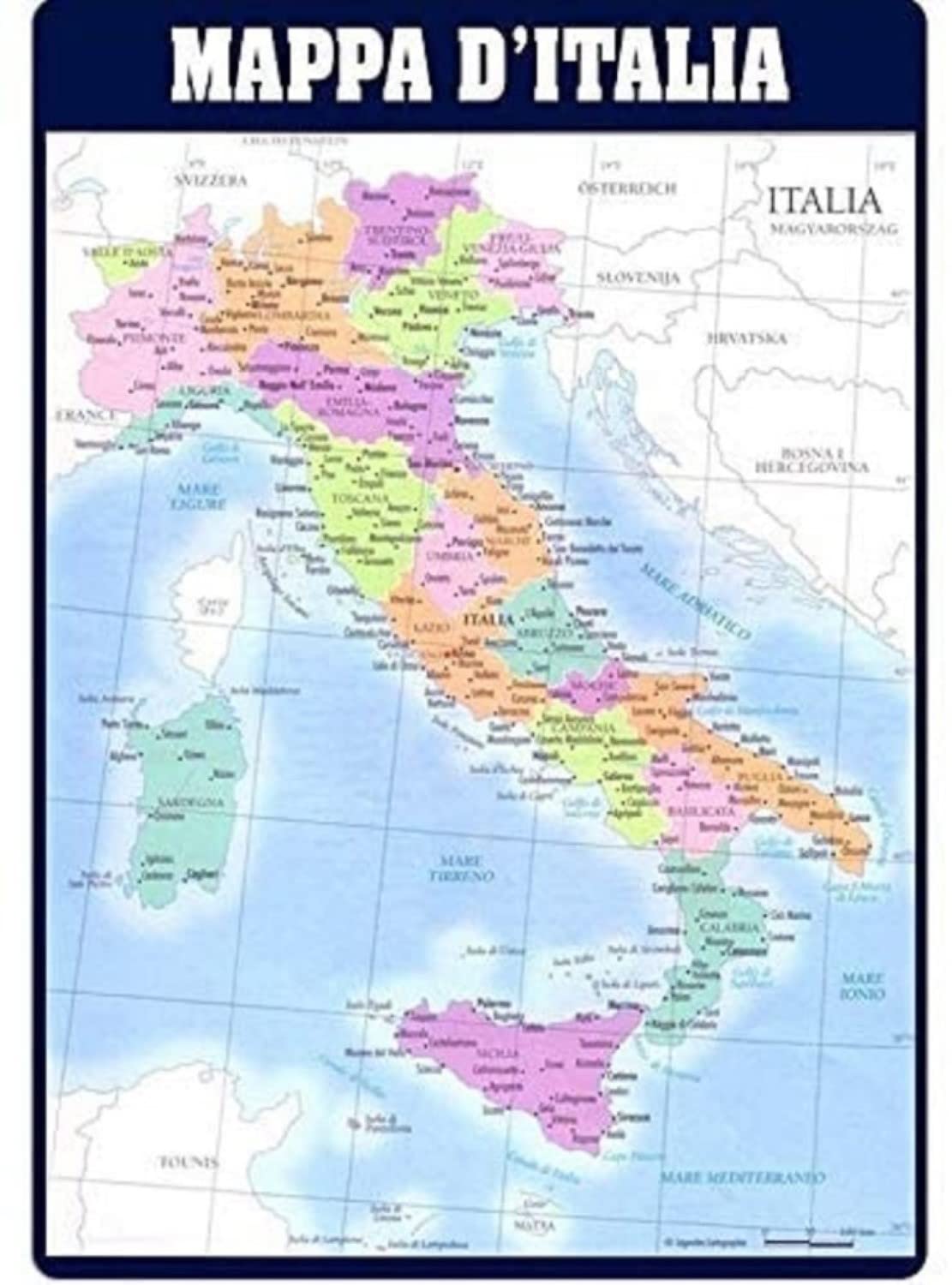 Official Mappa Dell Italia in Italian Desk Mat - Desk Decor - 13.5 x 19.5 inches | 34.5 x 49.5 cm