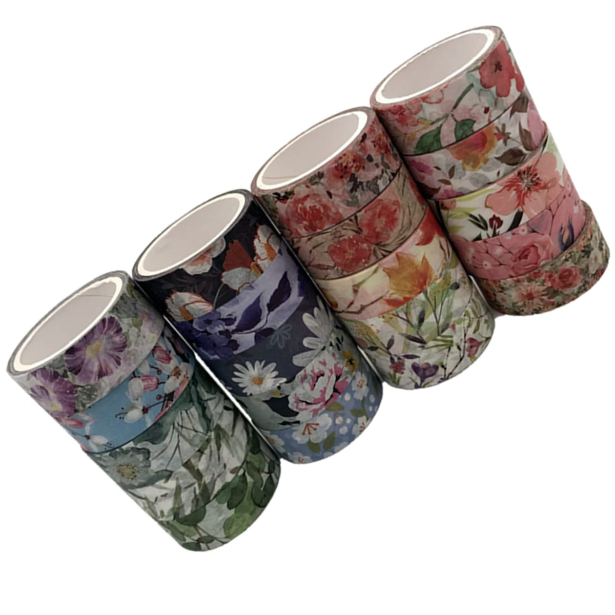 Esweny Floral Washi Tape Set 20 Rolls 15mm Wide Flower Decorative Paper Tapes for Scrapbooking