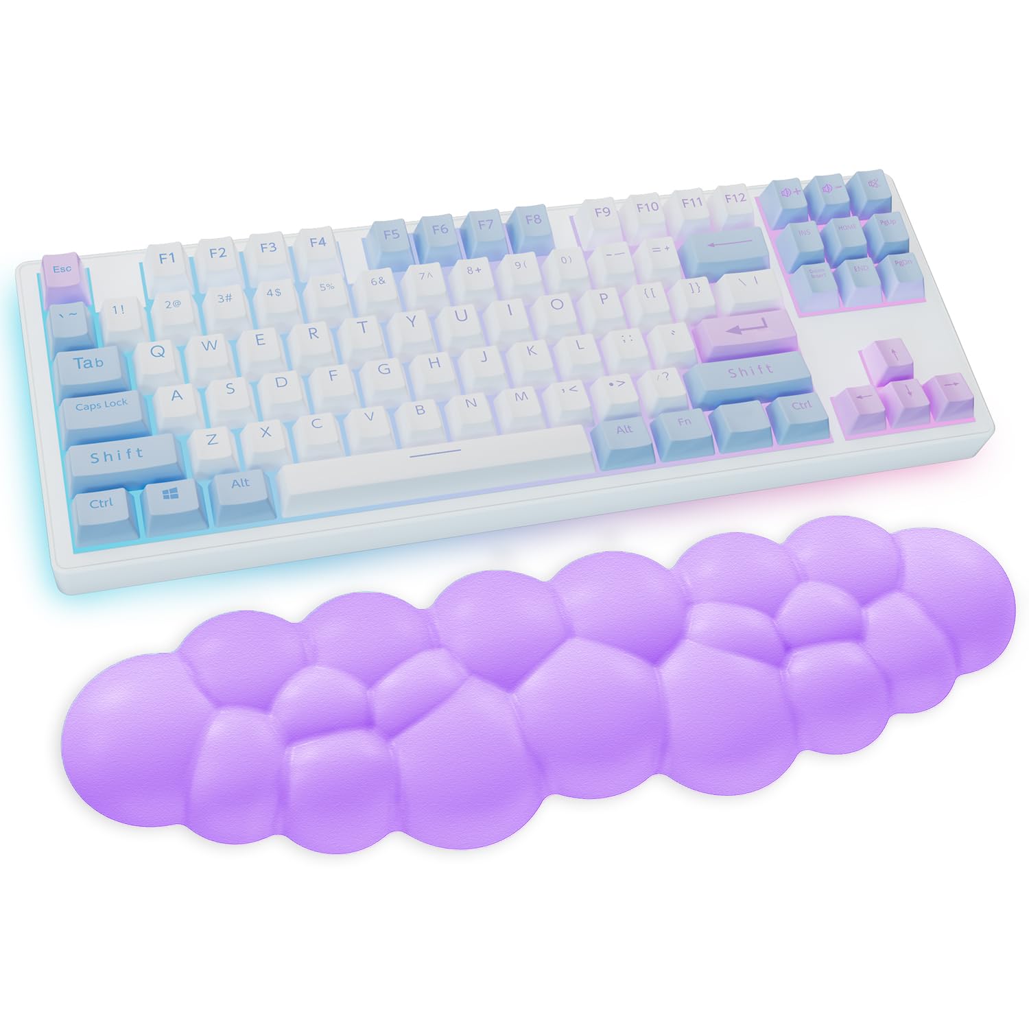 Sushret Cloud Wrist Rest Keyboard, Purple Cloud Palm Rest with PU Leather Memory Foam Cute Keyboard