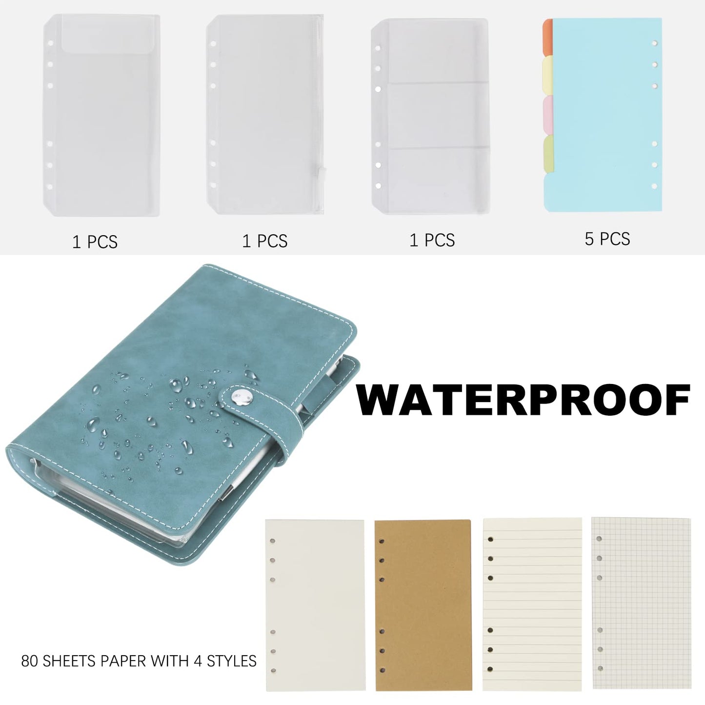 FYY A6 Binder Refillable Planner Notebook 6 Ring, Blue