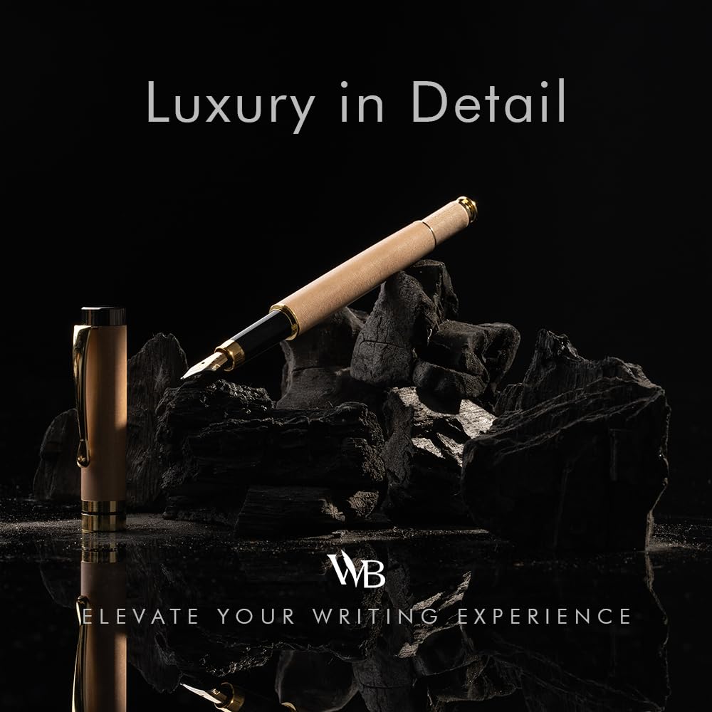 Wordsworth & Black Bamboo Wood Fountain Pen Set for Writing, Medium Nib
