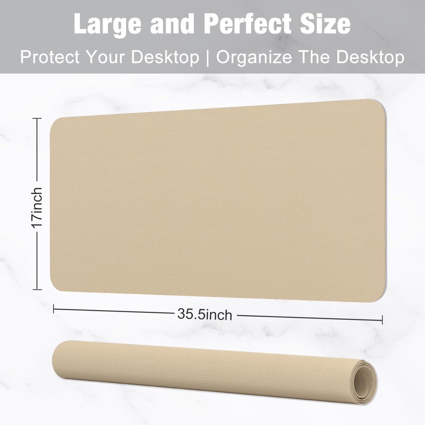 Hsurbtra Desk Pad, 35.5" x 17" PU Leather Desk Mat, XXL Extended Mouse Pad, Waterproof Desktop
