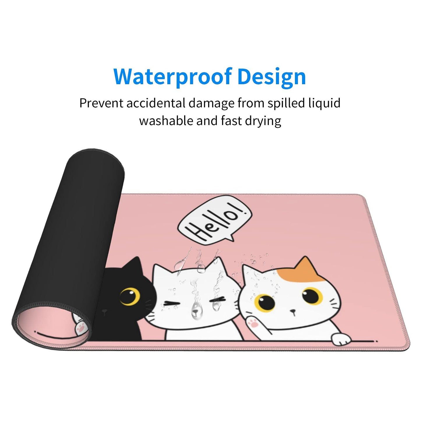 Pink Cute Kittens Cat Gaming Mouse Pad Large XL Girls Kawaii Desk Mat Long Extended Pads Big