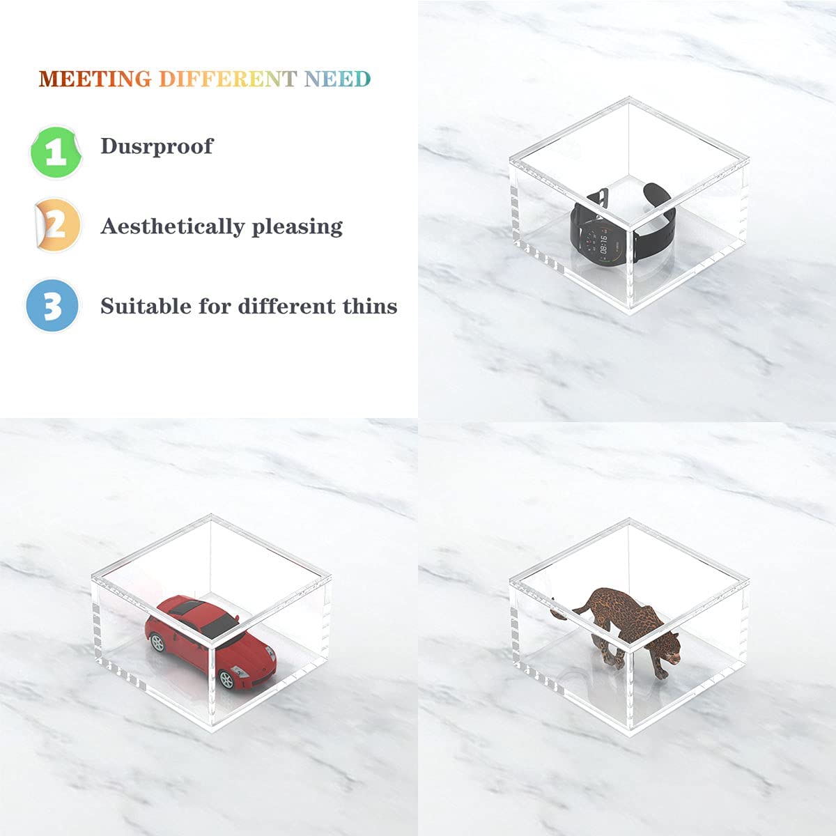 AITEE Decorative Acrylic Box with Lid, Display Storage for Home (Large)